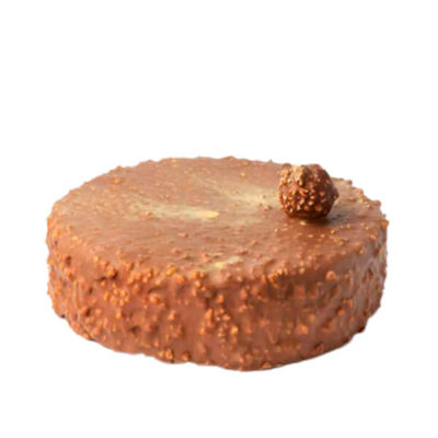 Tarta Crocante con mousse de chocolate con leche y avellana, cubierta de chocolate crocanti.