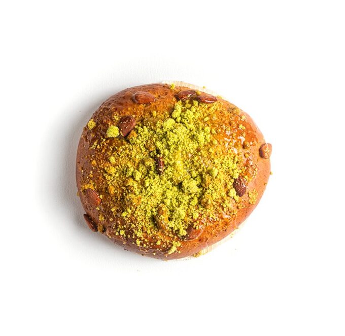Panquemao de mandarina y té matcha con almendras
