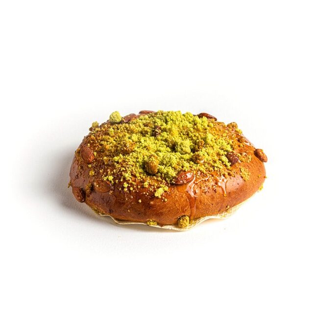 Panquemao de mandarina y té matcha con almendras